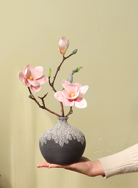 高档古典玉兰花仿真花艺套装假花客厅家居装饰品摆件干花摆设绢花