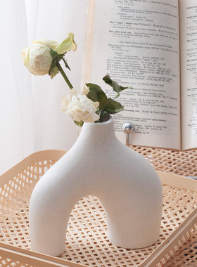 陶瓷花瓶套装花瓶陶瓷白色陶瓷花瓶摆件简约插花器家居陶瓷花瓶
