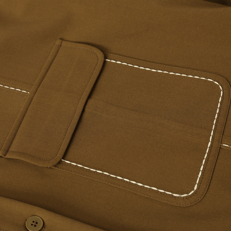 MOVEUP幻走2023秋季新款.FUN系列 撞色米粒绣设计师中长款衬衫女 - 图2