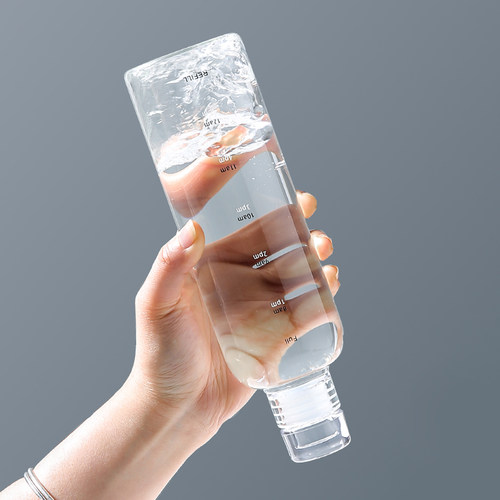川岛屋时间刻度玻璃杯高颜值咖啡饮料果汁杯子便携大容量透明水杯-图1