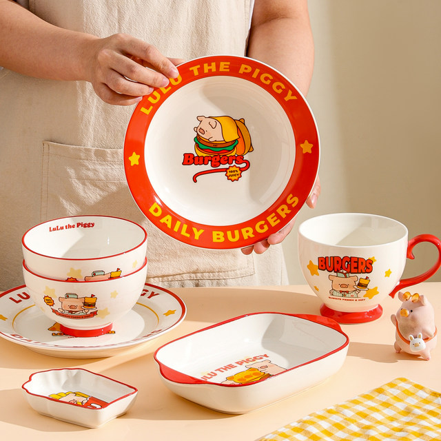 Kawashimaya&lulu pig burger cutlery set gift box