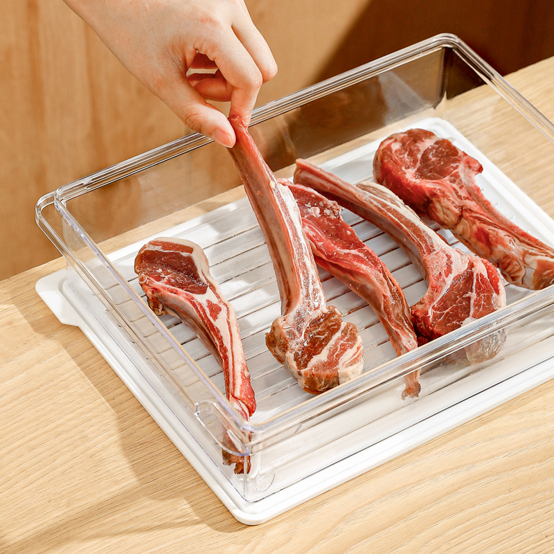 川岛屋冰箱冷冻肉收纳盒保鲜盒食品级专用蔬菜食物分装整理密封盒
