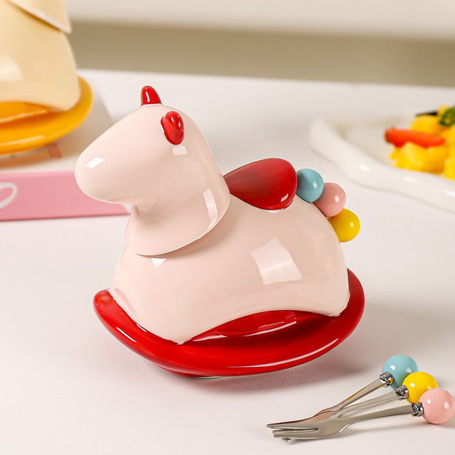 Kawashimaya rocking horse fruit fork toothpick fruit pick storage