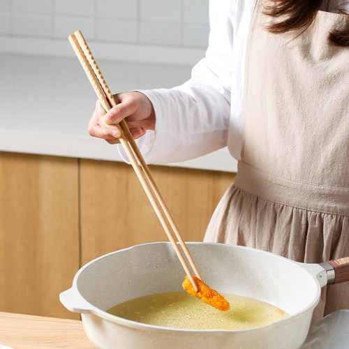 川岛屋厨房专用加长筷子油炸耐高温防滑火锅筷煮面捞面炸油条木筷 - 图1