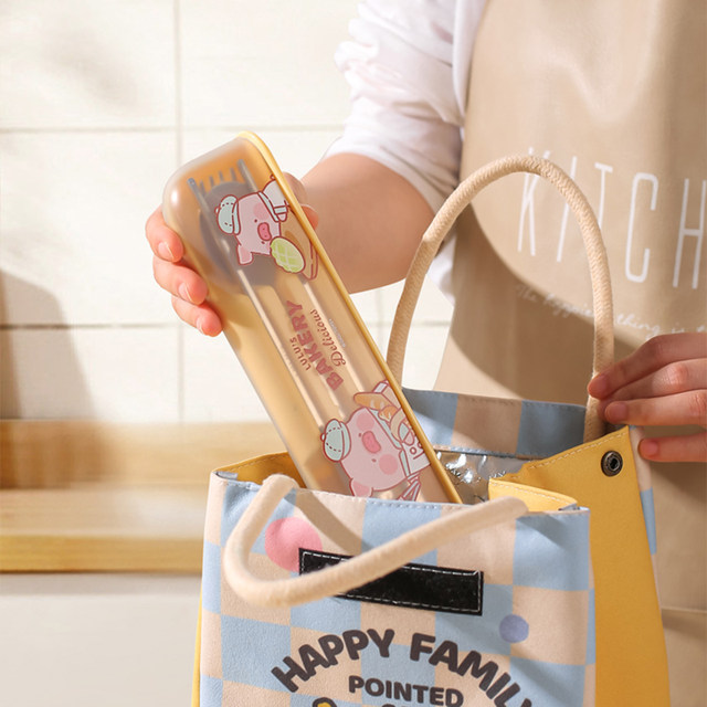 Kawashimaya & lulu pig joint chopsticks and spoon set