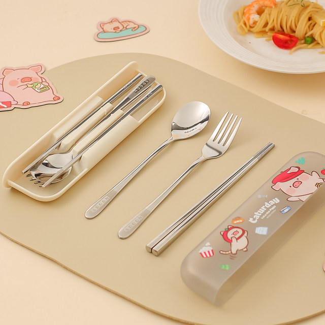 Kawashimaya & lulu pig joint chopsticks and spoon set