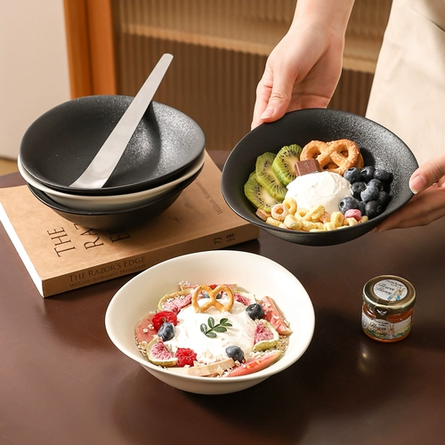 Кавашимайя йогуртовая чаша для таблицы керамики бранча легкая пищевая миска овсянка для овсянки десертной миски высокий характер с фруктовыми салатами миска