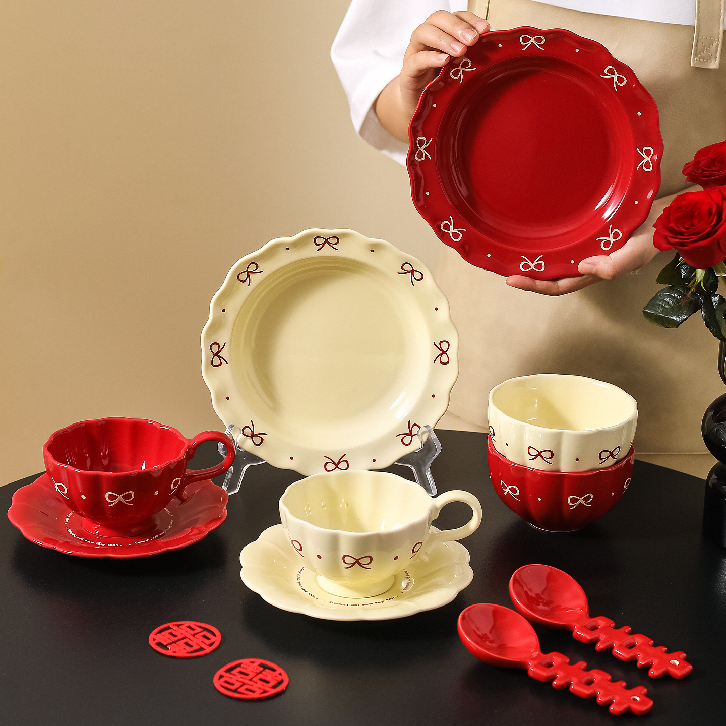 川岛屋新婚餐具套装家用结婚订婚礼物送新人乔迁碗盘碗碟伴手礼盒 - 图2