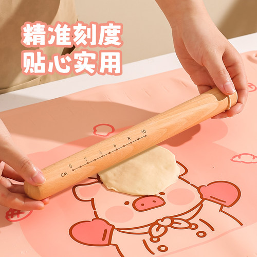 川岛屋&lulu猪联名 擀面杖家用三件套实木擀面棍烘焙擀饺子皮神器 - 图2