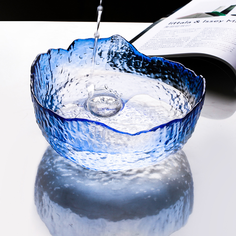 川岛屋日式金边透明玻璃碗家用大号水果沙拉碗北欧创意水果沙拉盘 - 图1