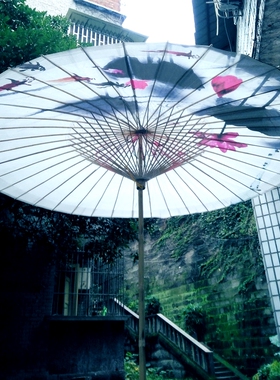 油纸伞防雨防晒复古实用户外特大庭院露天野立海滩伞【花鸟自然】