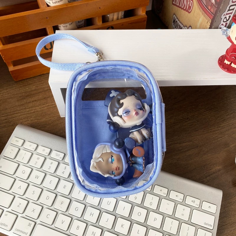 玩偶保护套适用16cm毛绒娃娃牛津布遛娃包拿铁宝宝透明防尘收纳盒 - 图2