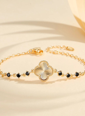 2025新款钛钢幸运四叶草转运珠蹦迪珠间珠调节小众2025新款礼物