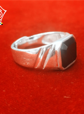 彝阿朵女纯银民族风福字男戒指