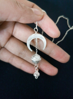 彝阿朵纯银项链女星月神话海哈金喜同款月牙月亮银饰首饰女神款
