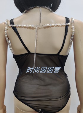 欧美跨境新款白色系糖果珠胸链 性感挂脖项链 夜店演出造型饰品