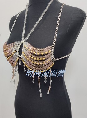 欧美热销夏日风情水晶玻璃项链 个性挂脖辣妹小背心 演出拍摄饰品