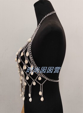 新款夏日风情贝壳项链 个性挂脖贝壳小背心 演出拍摄饰品