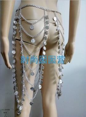 欧美长款钱币饰品腰链