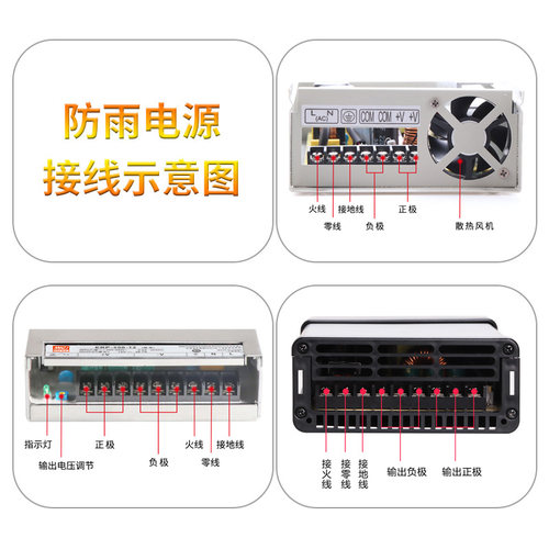 ERP/ERPF-350/400W-24V户外防雨开关电源FY-400W-12V/33A直流29A - 图1