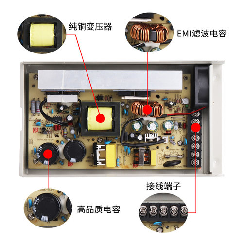 ERP/ERPF-350/400W-24V户外防雨开关电源FY-400W-12V/33A直流29A - 图2