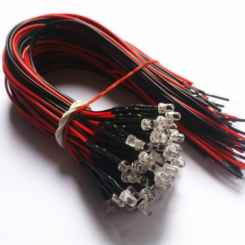 3MM带线发光二极管灯珠3V3.7V4.2V5V9V12V红绿蓝白黄圆头聚光七彩 - 图1