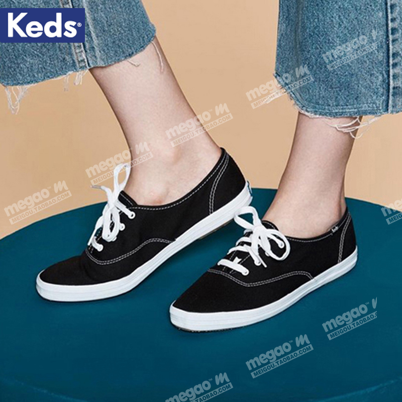 KEDS小白鞋女秀晶同款春夏经典纯色系带平底休闲帆布鞋女正品代购-图0