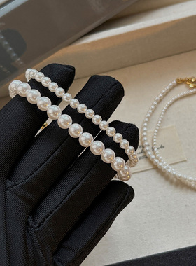 施家澳白极细小米粒珍珠手链女高端轻奢小众精致手串叠戴手饰