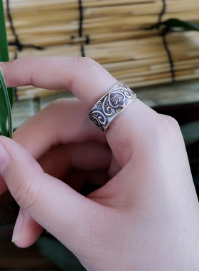 阿弥陀佛心经活口可调节银指环