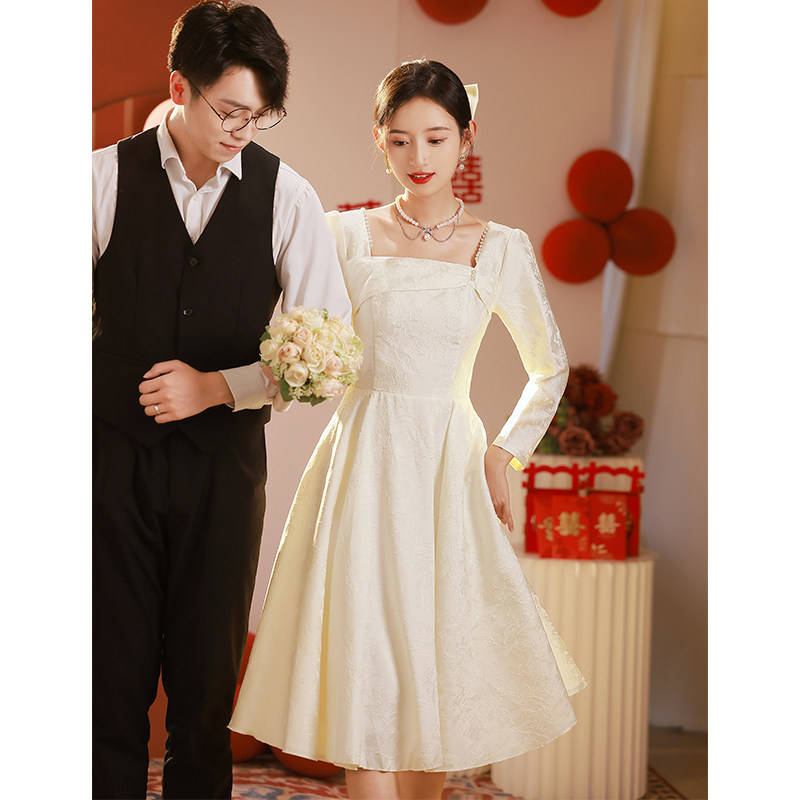 白色晚礼服领证登记生日订婚女婚纱 都姿礼服/晚装