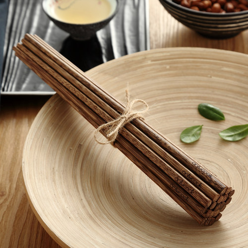 onlycook家用鸡翅木筷子无漆高档实木防滑木质十双木快子套装餐具 - 图3