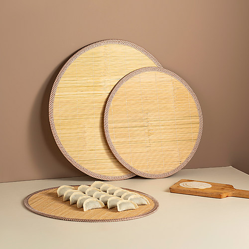 onlycook家用竹编盖帘竹制包饺子帘托盘放饺子的篦子盖垫放置盘子 - 图0