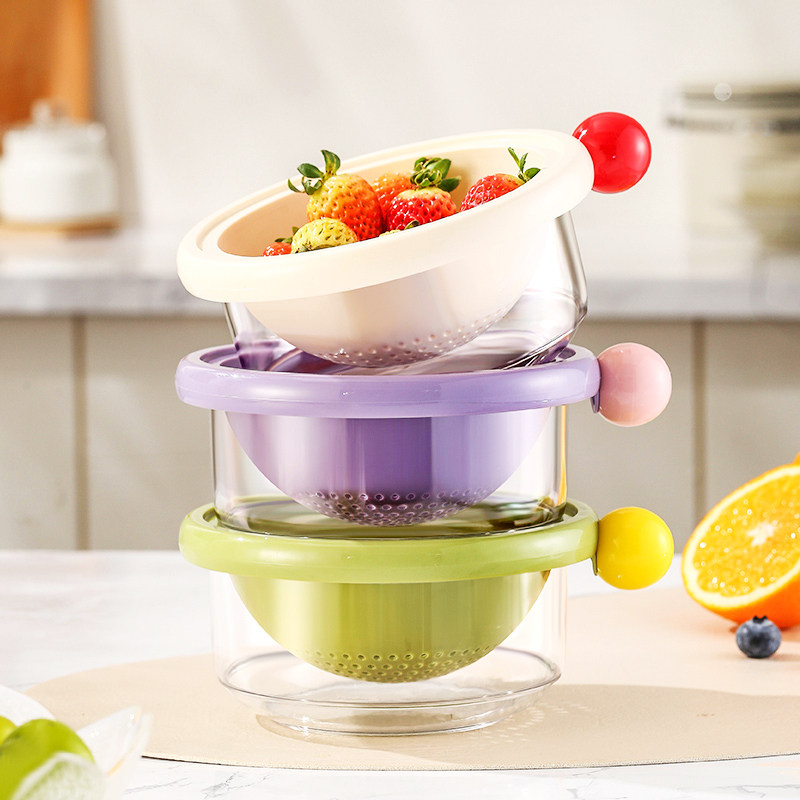 onlycook双层沥水篮洗菜盆客厅家用高颜值淘菜洗水果篮子保鲜防尘,淘宝优惠券,粉丝福利购,淘宝优惠卷