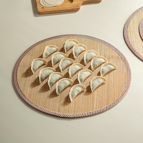 onlycook家用竹编盖帘竹制包饺子帘托盘放饺子的篦子盖垫放置盘子 - 图3