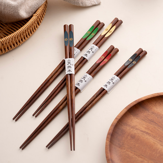 Onlycook household cherry blossom chicken wenge wooden chopsticks