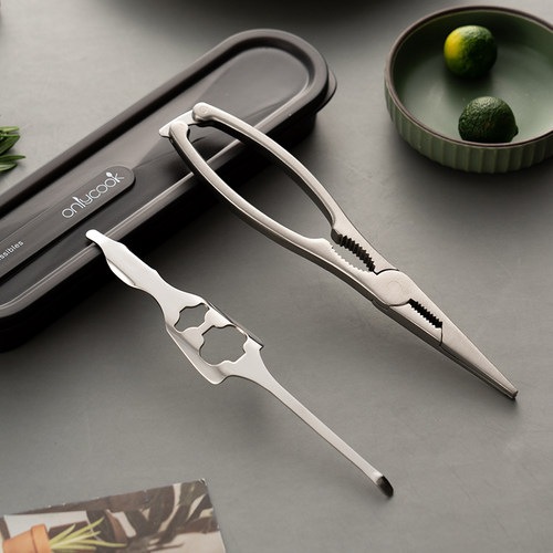 onlycook 304不锈钢吃蟹工具食品级蟹八件螃蟹专用钳夹拆蟹神器 - 图0