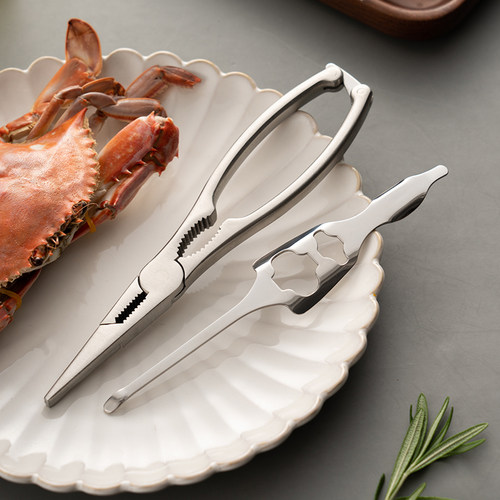 onlycook 304不锈钢吃蟹工具食品级蟹八件螃蟹专用钳夹拆蟹神器 - 图1