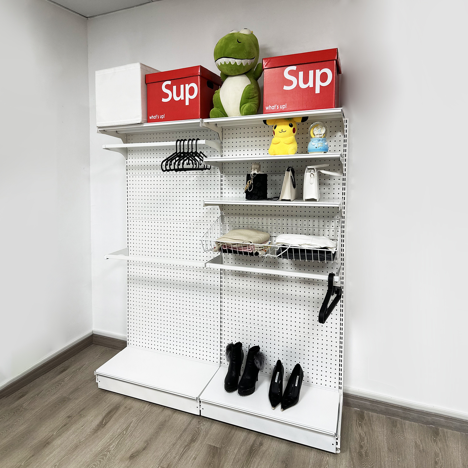 金属衣柜墙五金网红少女衣柜步入式衣帽间货架衣柜出租屋开放衣架 - 图2