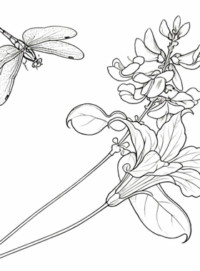 工笔画底稿明汪中草虫花卉图斗方白描252#打印稿宣纸稿