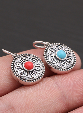 泰银饰品六字真言小吊坠手链diy