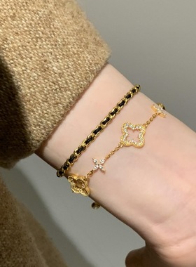 轻奢复古镂空四叶草手链