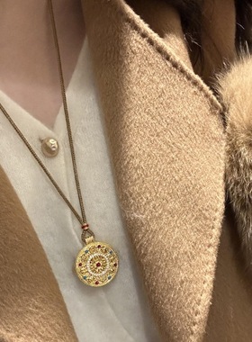 新中式古法金色八宝罗盘编绳项链