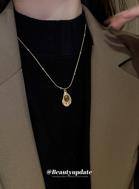 美拉德钛钢人造虎眼石款项链