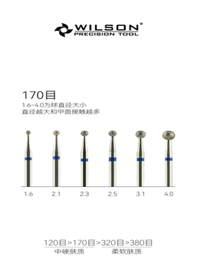 WILSON惠而顺球形M齿电镀金刚石俄式美甲打磨头优质厂家直销