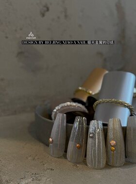 XIAO A NAIL人气搭配网红哑光色金属美甲转印纸指甲贴饰品diy