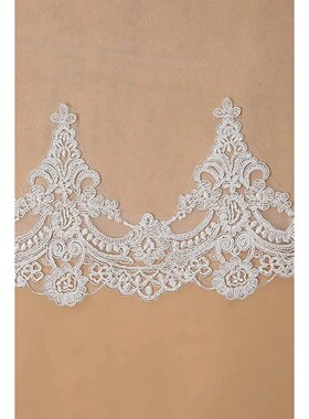Flower Lace Edged Appliques Veil with Comb 1 Tier Veil 3mx1.