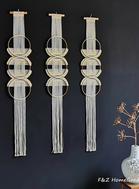 Creative Wooden Round Cotton Wall Decoration Macrame Wall Ha