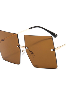 Vintage Square Sunglasses Women Luxury Oversized Rimless Sun