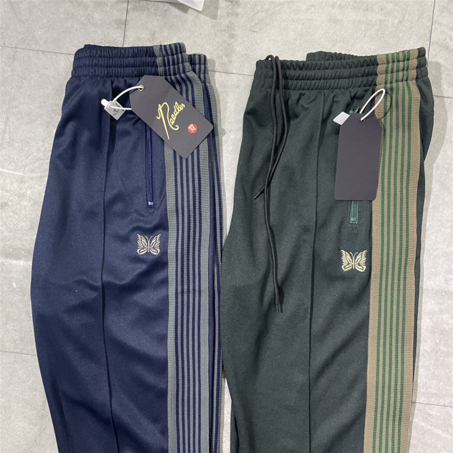 Blackish Green AWGE Needles Pants Men Women 1:1 Quality Embr-图0