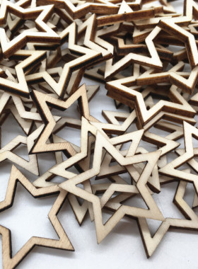100pcs star wood craft diy Arts Scrapbooking Ornament Crafts